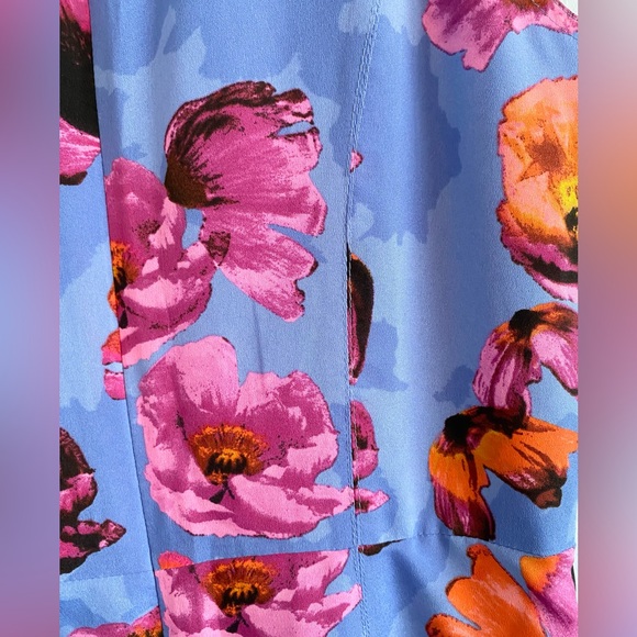 Banana Republic Blue and Purple Floral Contrast Stitch Maxi Dress Size 4 - Picture 6 of 8